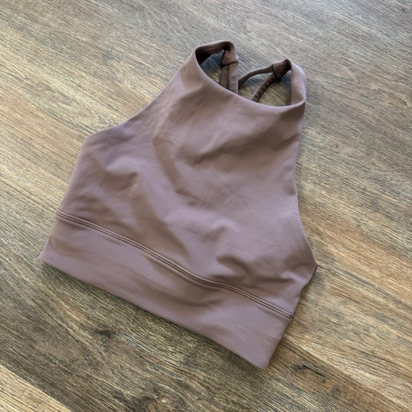 lululemon athletica Other - Lululemon Energy High Neck Sports‎ Bra Women's Sz 4 Brown Taupe